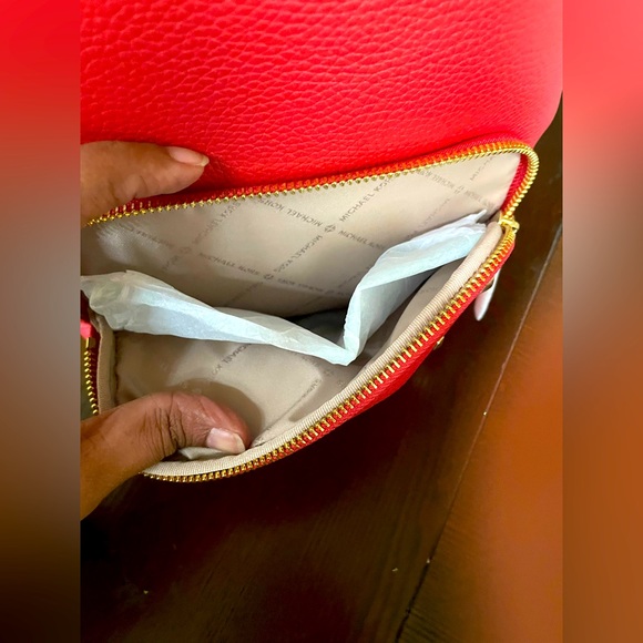 Michael Kors Erin Medium Leather Backpack - Color Flame - Picture 8 of 10